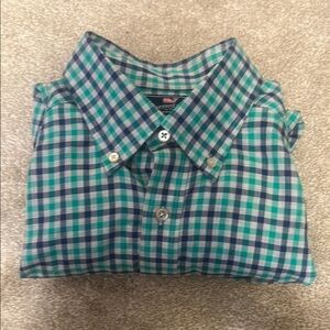 Vineyard Vines Green and Blue Casual Button Down Slim Fit Shirt
